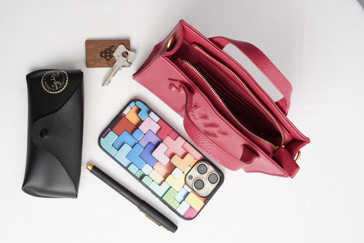 Petite Mimi Pebble Grain Leather in Sunset Pink