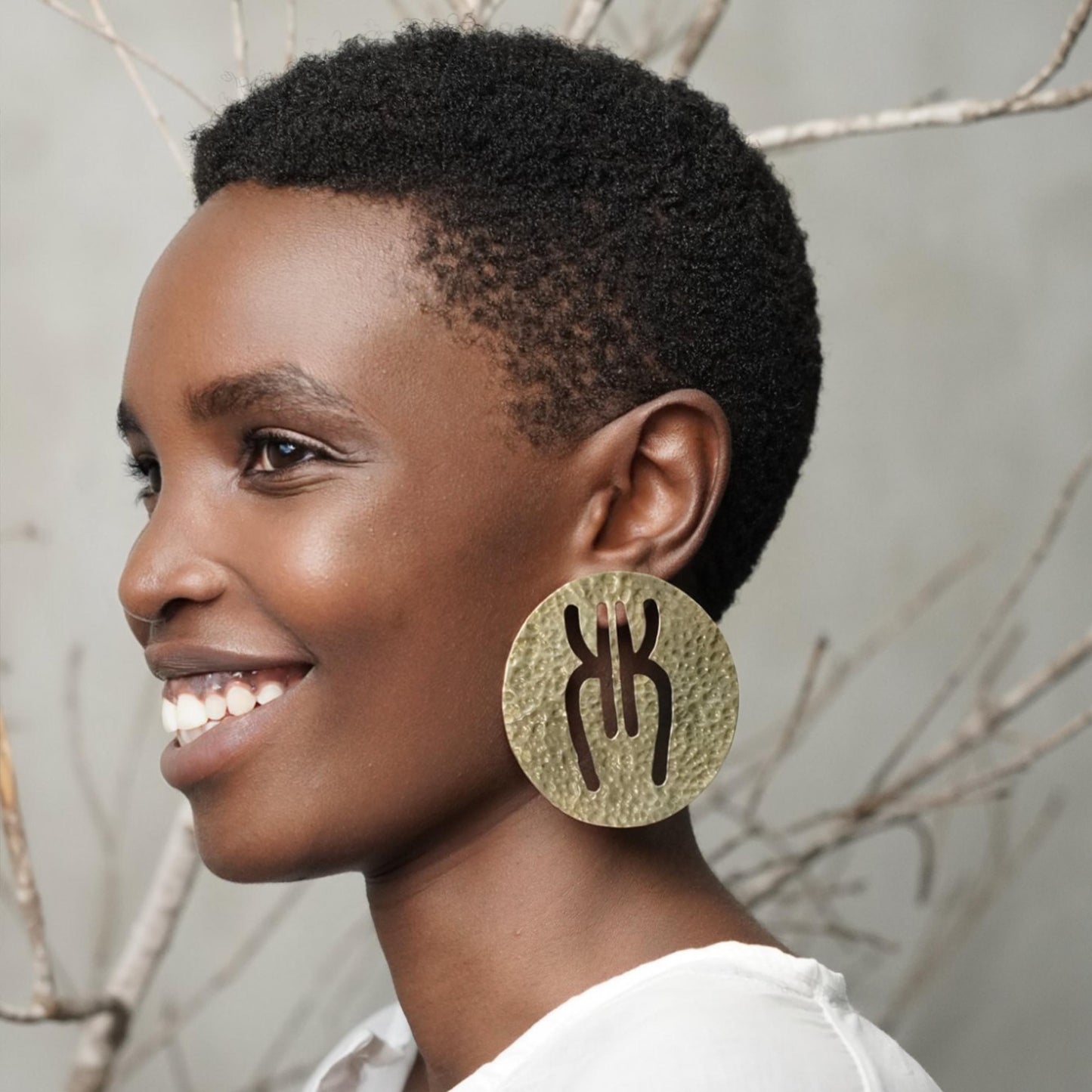 KK Logo Disc Stud Earrings
