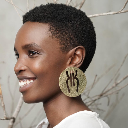 KK Logo Disc Stud  Earrings